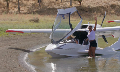 The seaplane has landed. Photo of the ICON A5 beaching at Lake Berryessa in Northern California.